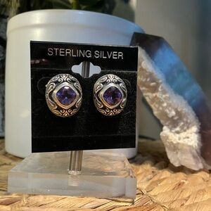 Amethyst & Sterling Silver Vintage Earrings
